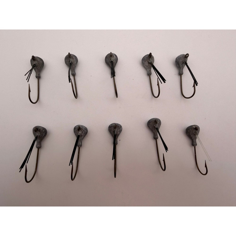 Lot of 10 Lead Head Jig Fishing Hooks with Weed Guard 1/4 oz Unpainted B133